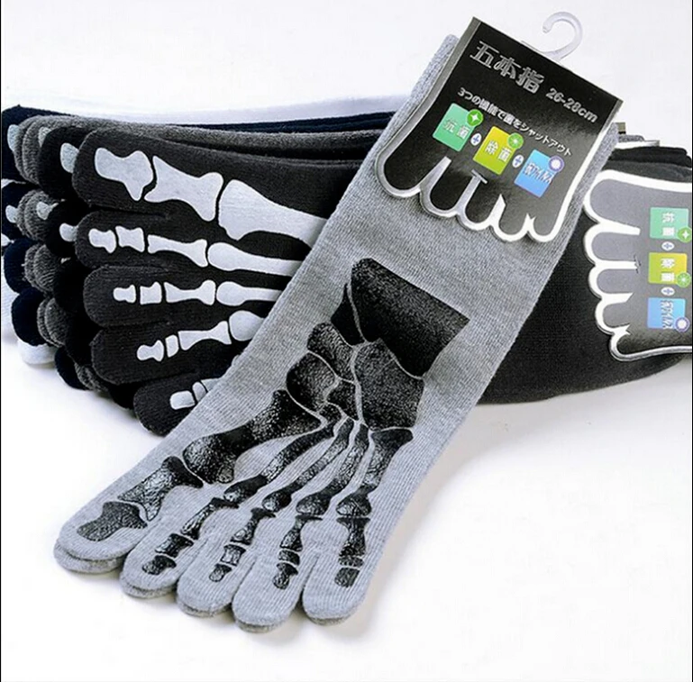 Hirigin 5 пары/компл. мужские носки с разрезом на носках Хэллоуин принтом костей