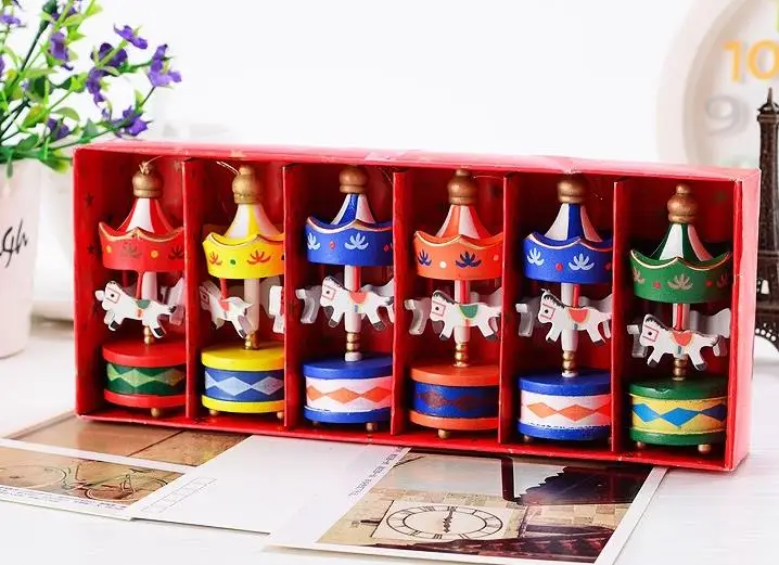 

Vintage Wood Carousel Horse Christmas Tree Pendant hanging Ornaments Romatic Wedding Birthday Hen Party decor kids toy favors