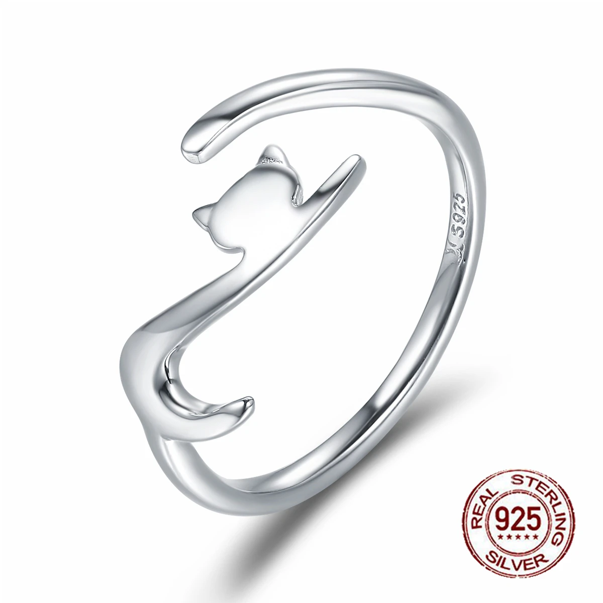 Kitty silver ring DALARAN, 925 пробы, серебряные кольца, регулируемая буква, свободный размер, Шарм для женщин, для свадьбы, помолвки, модное кольцо, ювелирное изделие, подарок - Цвет основного камня: Kitty silver ring