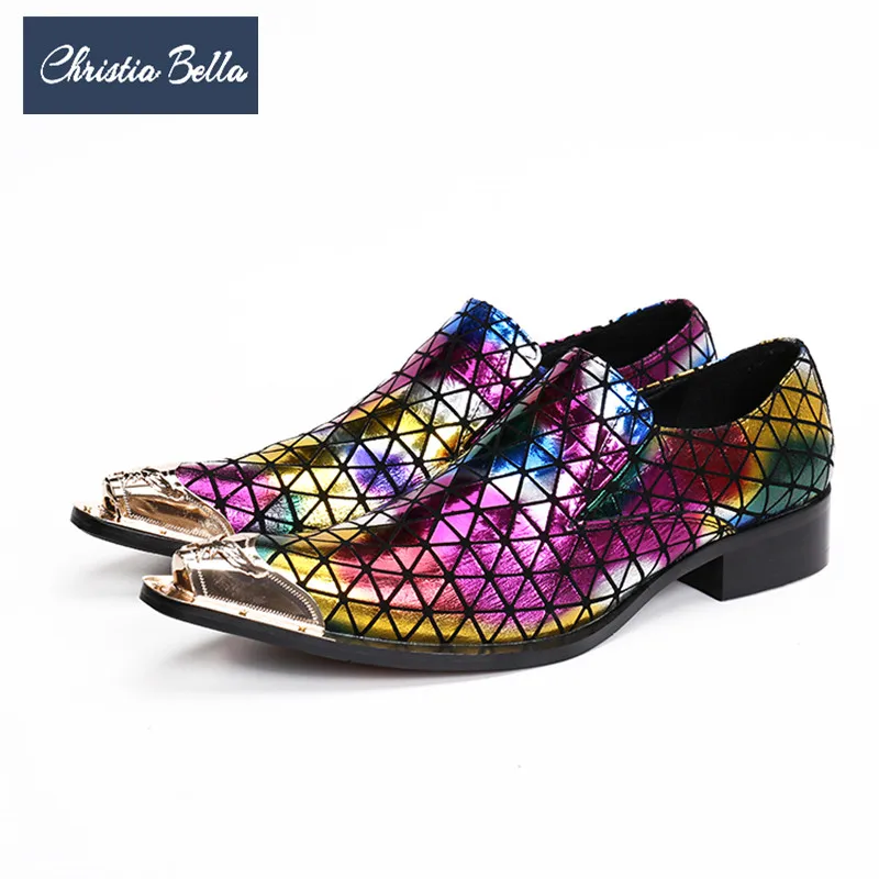 

Christia Bella New Fashion Multicolor Men Party Shoes Pointed Toe Formal Dress Shoes British Style Men Business Leather Shoes