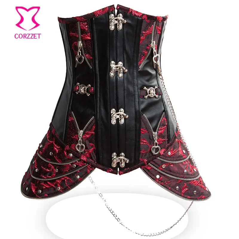 Корсеты на стальных косточках Skirted бюстье тренажер для талии Cincher стимпанк корсет