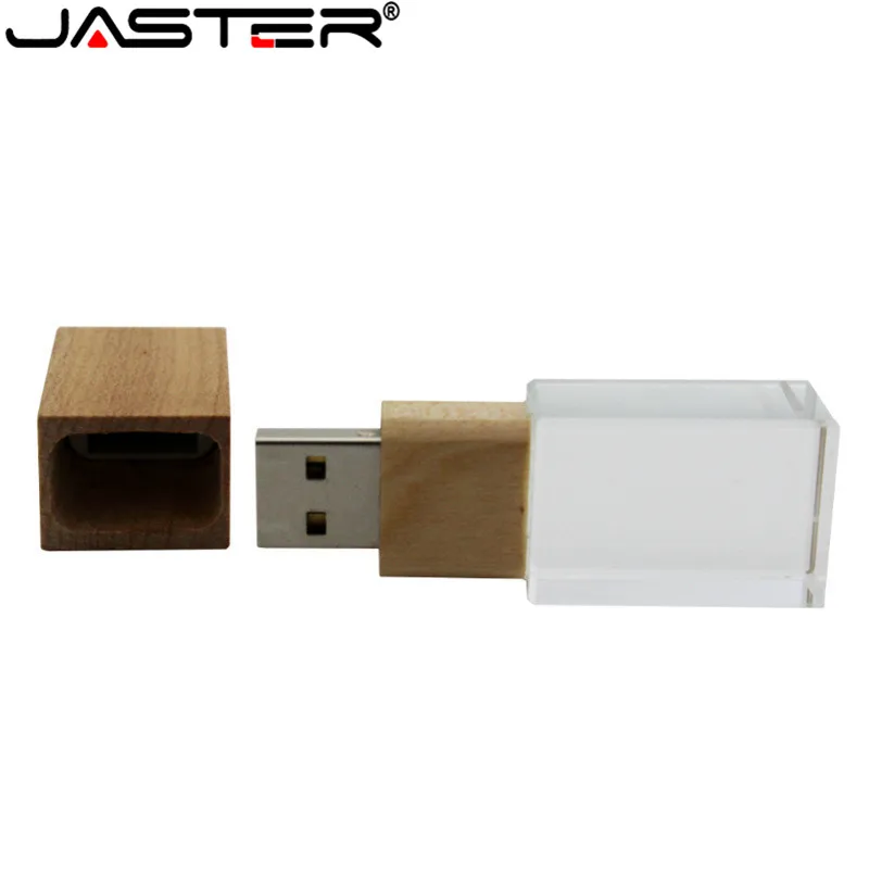 Флэш-накопитель JASTER с кристаллами деревянный USB 2 0 (бесплатный логотип на заказ)