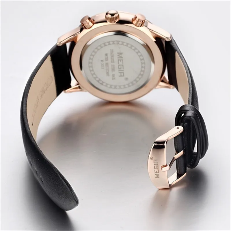 Megir relojes hombre роскошные Брендовые мужские наручные часы модные повседневные часы с кожаным ремешком Хронограф Спортивные часы золотые антикварные мужские часы