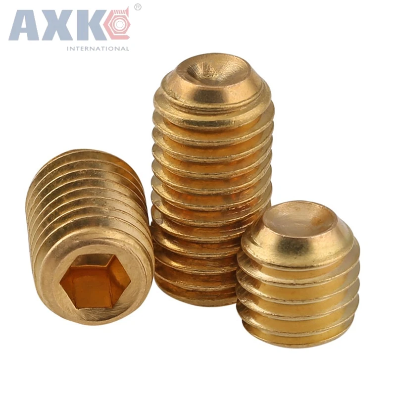 Латунные винты AXK M5 * 5/6/8/10/12 мм 5 шт. стандартные медные безголовые с шестигранной