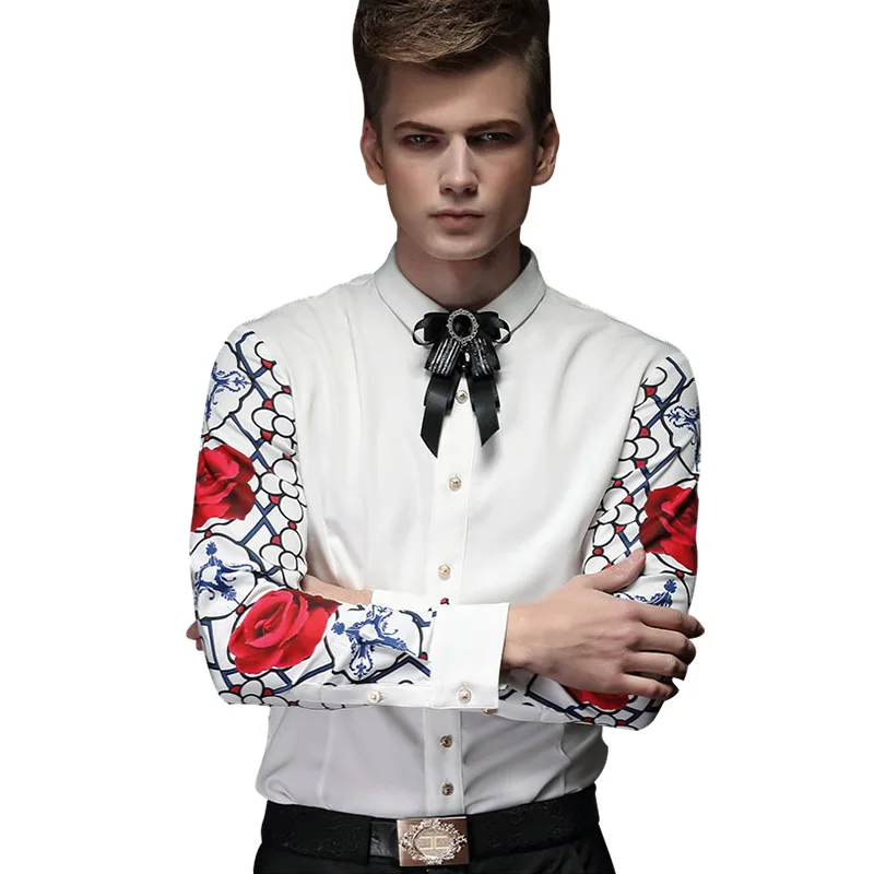 FANZHUAN Men'S рубашка для банкета Европейская и американская мода тонкая с длинными