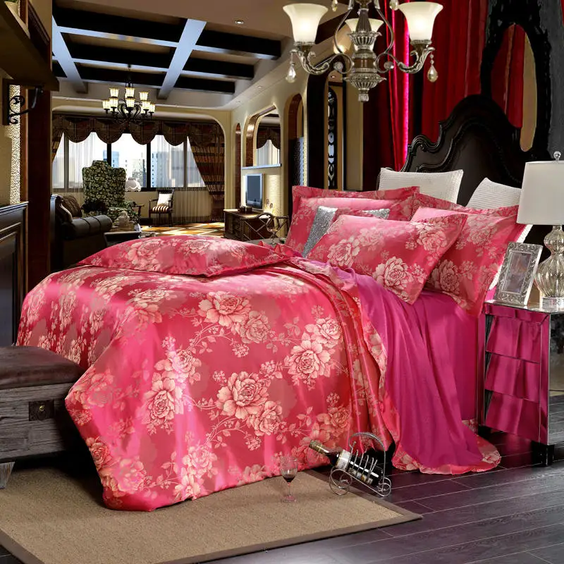 10silk and polyester 4 шт. серый золотой жаккард постельные принадлежности наборы queen king Размеры пододеяльник набор шелк хлопок Ткань Роскошные постельное белье - Цвет: 10silk and polyester