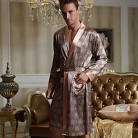 xifenni robes men softness satin silk sleepwear male geomtric pattern bathrobes long sleeve pijama sleeping robe 20505