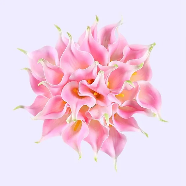 Pink 31 шт. / Компл. PU Real Touch Калла Лили Цветы Букет Искусственные Весенние Декоративные для Свадьбы Главная Украшение Стола Поддельный Цветок - Цвет: Pink
