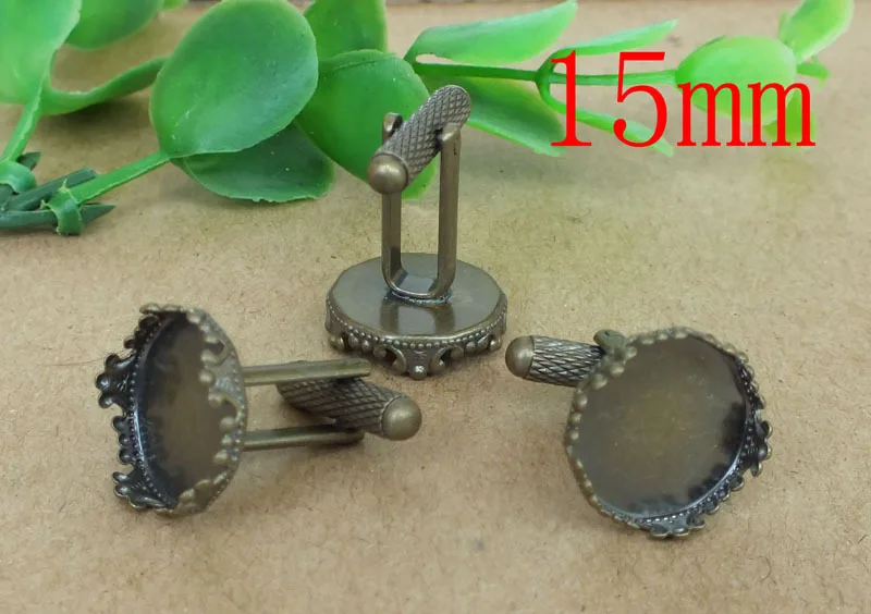 free ship!! 50pcs/lot Antique Bronze Frenchwith15mm Crown Cameo Cabochon Setting Tray DIY Cuff linksng Disc | Украшения и