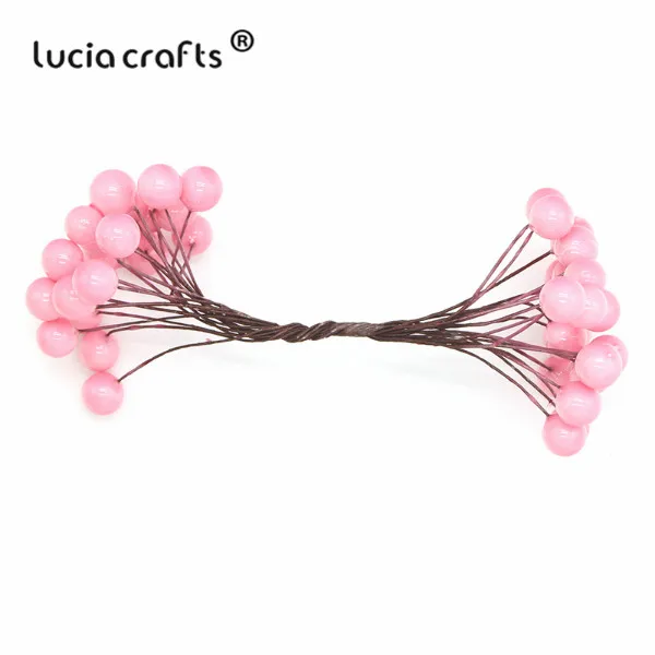 Распродажа! Lucia crafts 1 букет/5 букетов 10 мм Пена Искусственные фрукты тычинки Рождественский Декор DIY Подарочная коробка букет A0506 - Цвет: pink  1bouquet