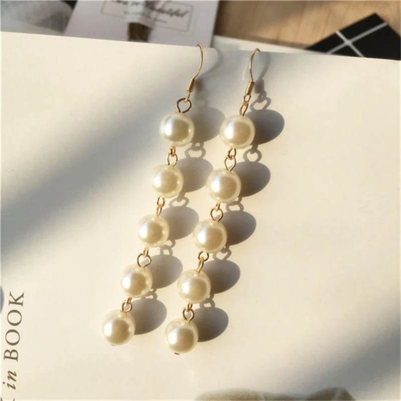 Очаровательные матовые серьги с имитацией жемчуга длинные висячие для женщин
