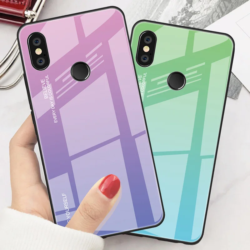 Для Redmi 5 6 PRO Note5 Pro градиентный стеклянный чехол для телефона с защитой от падения
