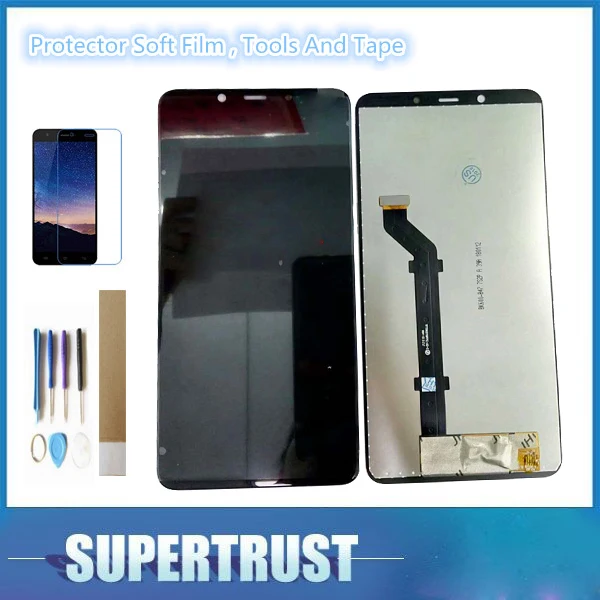 

For Nokia 3.1 Plus TA-1118 LCD Display +Touch Screen Digitizer Sensor Assembly Replacement Black with Tape&Tool&Soft Film