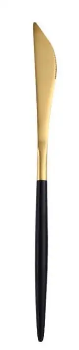 black gold knife Португалия с острым концом Набор столовых приборов черная ручка набор столовых приборов Золото Серебро Цвет Западная посуда вилка, нож, ложка палочки для еды - Цвет: black gold knife