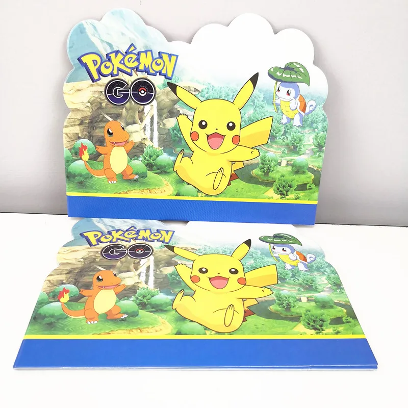 10 шт. пригласительные открытки Pokemon Go с милым рисунком Пикачу праздничная тема