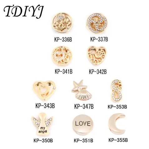 Gold 10pcs TDIYJ Love Moon Star 10 видов 10 мм подвижная Подвеска для кожи/сетчатый Браслет Хранитель Браслет Подвески для женщин Подвески Браслет - Окраска металла: Gold 10pcs