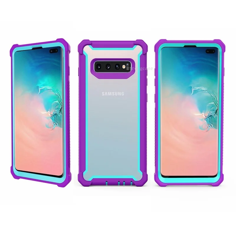 Purple Light blue Роскошные 360 Защитный противоударный чехол для samsung Galaxy S10 S10e S8 S9 Plus Note 9 крышка с Экран Протектор Красочные - Цвет: Purple Light blue