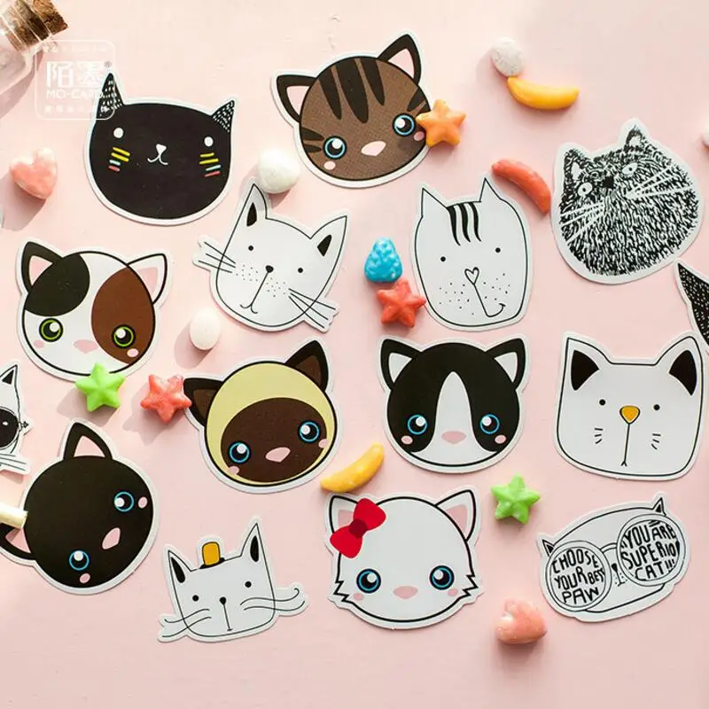 45 шт./компл. милый жирный кот дневник блокнот для заметок наклейки пакет Kawaii