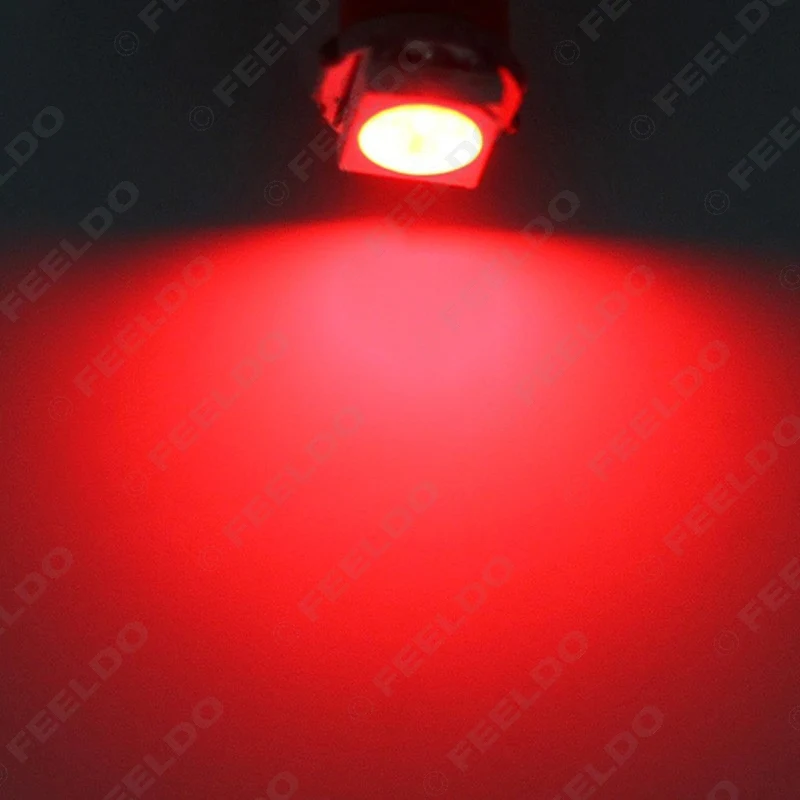 FEELDO 100 шт. 12В T5 5050 1SMD 1LED Автомобильная боковая лампа с клиновидным цоколем