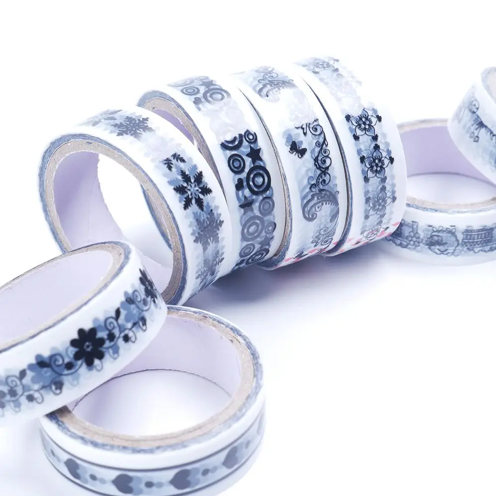 10 шт./лот черно белая японская васи лента декоративная Сделай Сам Скрапбукинг