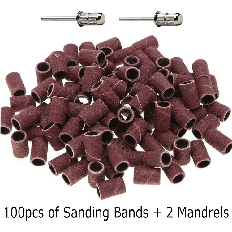 Mesh60-100pcs 2Rods Набор шлифовальных лент 100 шт. оправки для маникюра, педикюра, салонные инструменты, бит 40, 80, 120, 180, 240, 320, 400, наждачная бумага, круг, абразивные инструменты - Цвет: Mesh60-100pcs 2Rods