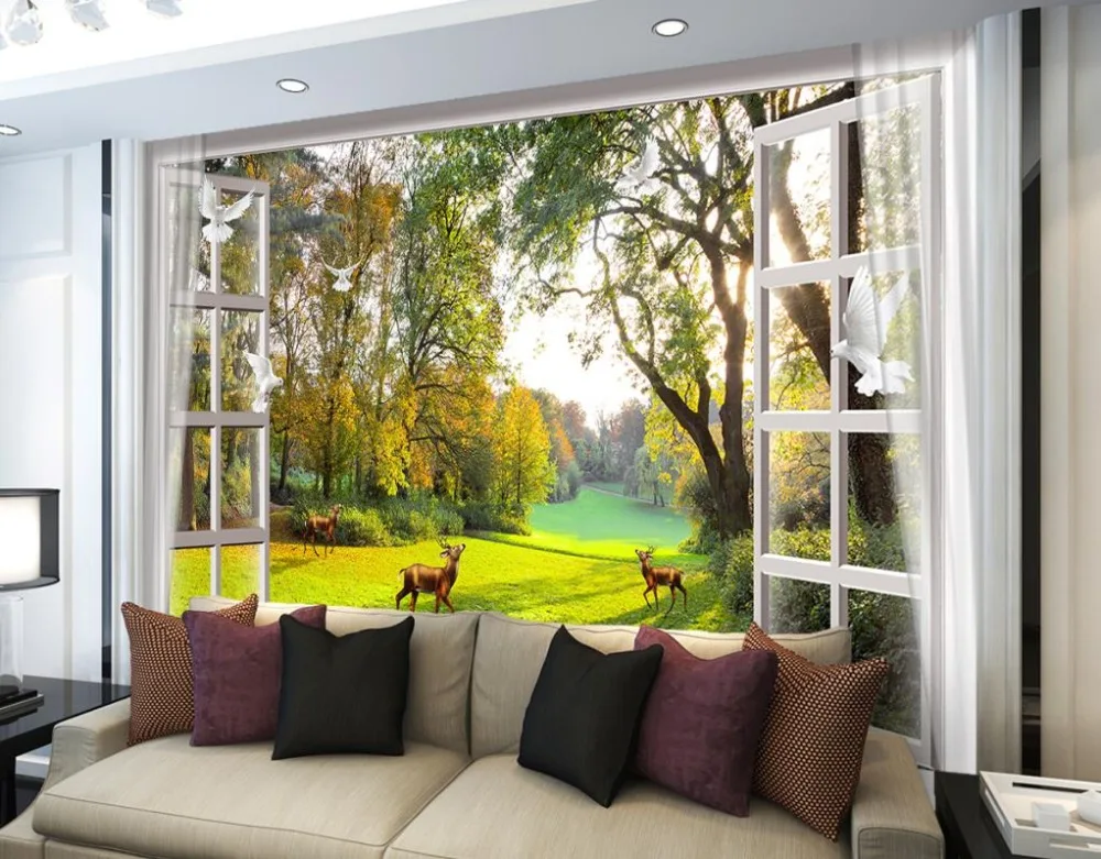 Home Decor 3D Wall Mural Wallpaper For Bedroom window nature landscape Murals Living room Desktop | Обустройство дома