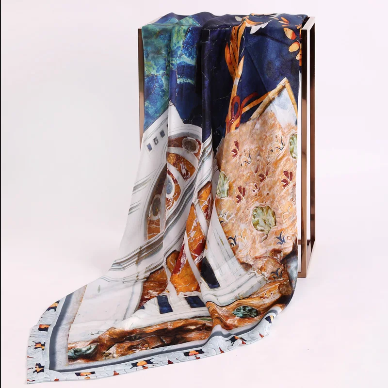 Женский шарф из 100% шелка квадратный платок Infinity 135*135 см элегантные офисные