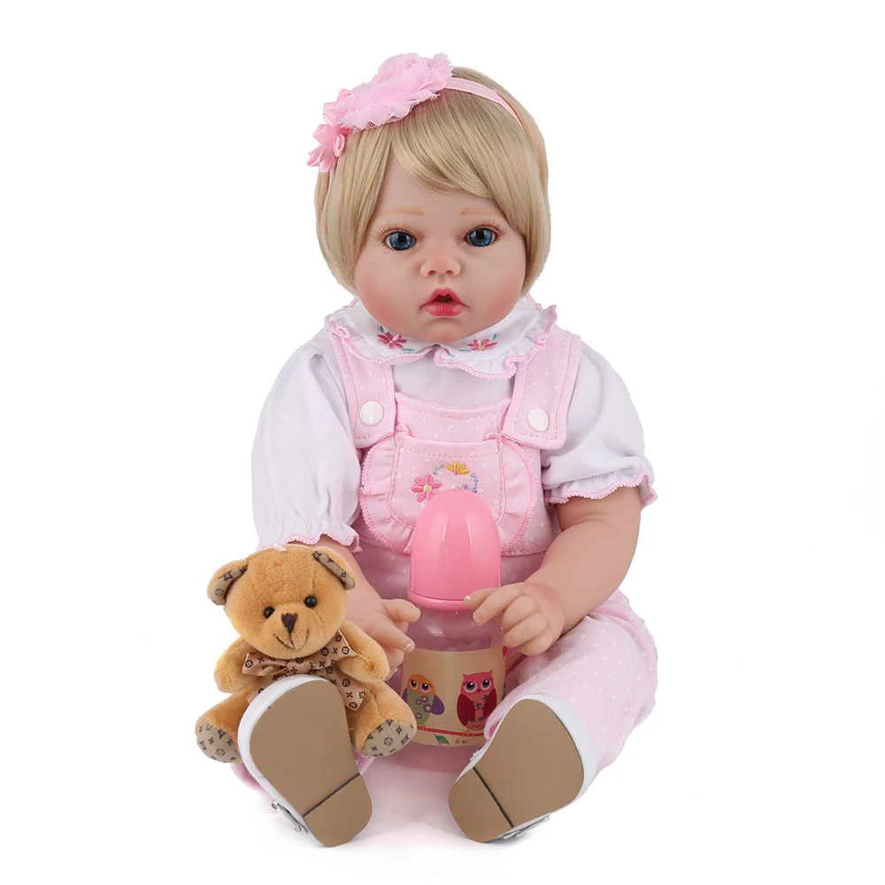 

22inch Silicone Reborn Girl Baby Doll vinyl newborn bedtime play house toys princess toddler Babies Doll Xmas Present brinquedos