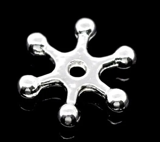 Бесплатная доставка 500 шт. посеребренные снежинки разделительные бусины 8x2 мм|spacer