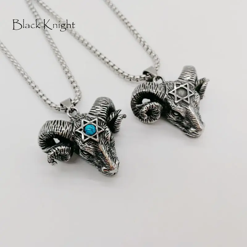 

2021 New Arrival Vintage 316 stainless steel David star goat pendant &necklace top quality animal goat necklace jewelry CAGF0483