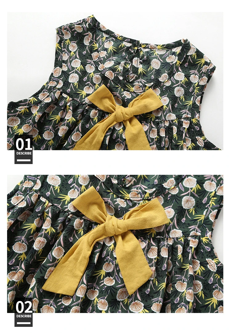 BORUMEX/Корейская версия юбки без рукавов с цветочным рисунком летний костюм для