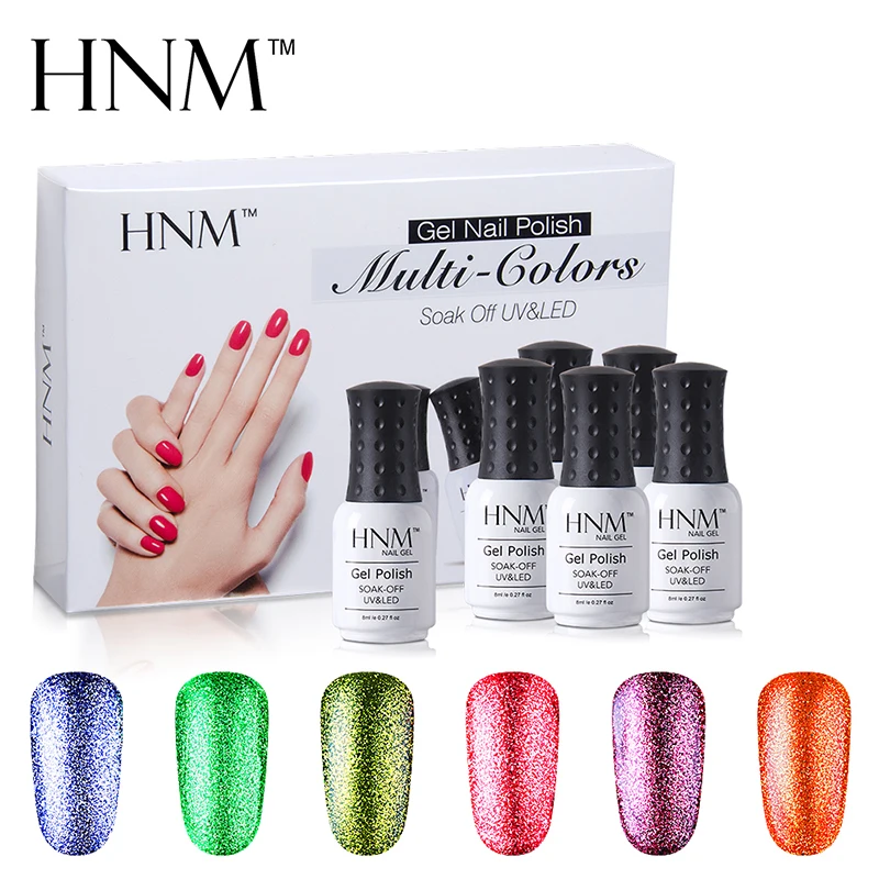 

HNM 6Pcs/set Super Bling UV Nail Gel Polish Sets 8ML Gelpolish Gel Varnish Lacquer Nail Art Vernis Semi Permanent Gel Lak Kit