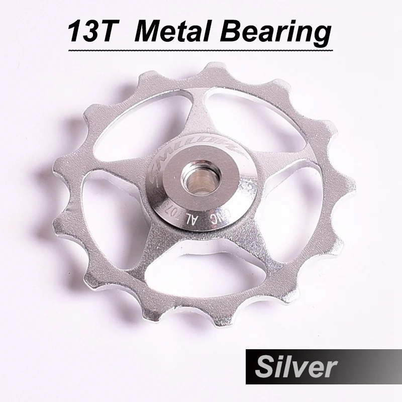 13T Silver 11T MTB велосипедный задний переключатель Jockey колеса 4 мм 5 мм 6 мм герметичный подшипник 13 т шкив AL7075 CNC дорожный велосипед направляющий ролик направляющий - Color: 13T Silver
