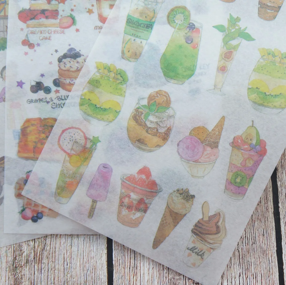 3 Sheets Summer cold drink ice cream party Style Paper Sticker Scrapbooking DIY Gift Packing Label Decoration | Дом и сад