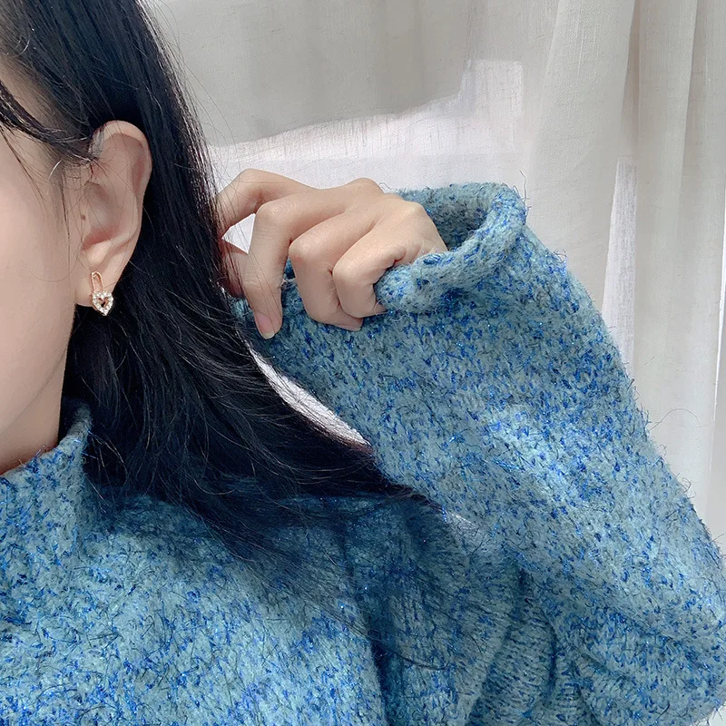 S925 Sterling Silver Mini Key Earrings Female Temperament Korean Personality Simple Asymmetric Lock Zircon | Украшения и