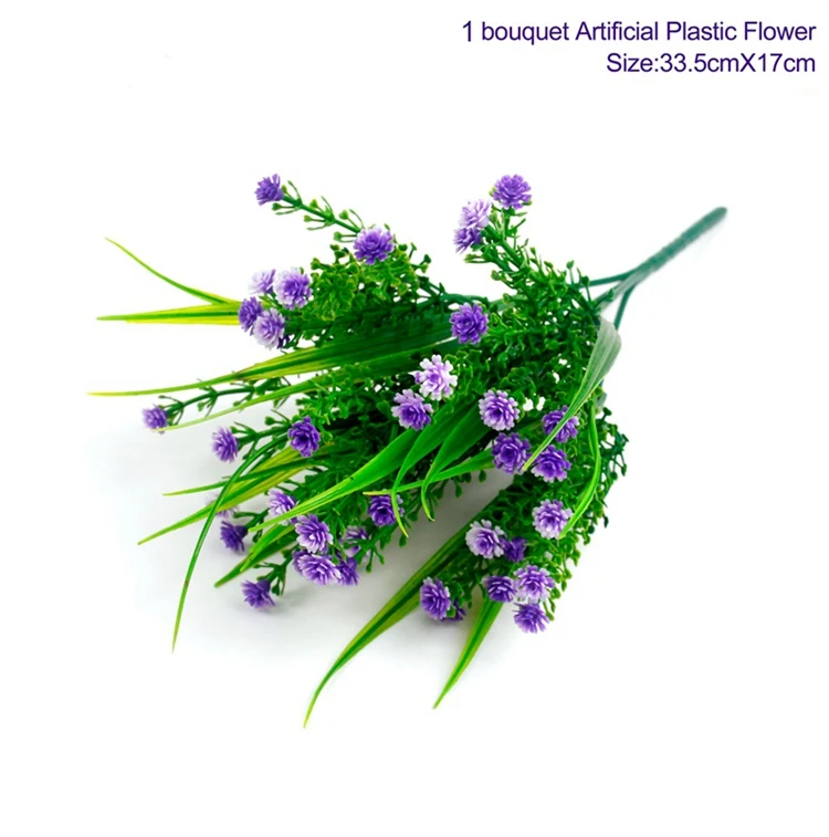 FENGRISE 25 Heads Lavender Flowers Plastic Artificial Silk Lavender Flowers Wedding Decoration Birthday Party Garden Home Decor свадебный декор свадебные украшения свадьба украшения декор цветы искуственные - Цвет: Flower Purple