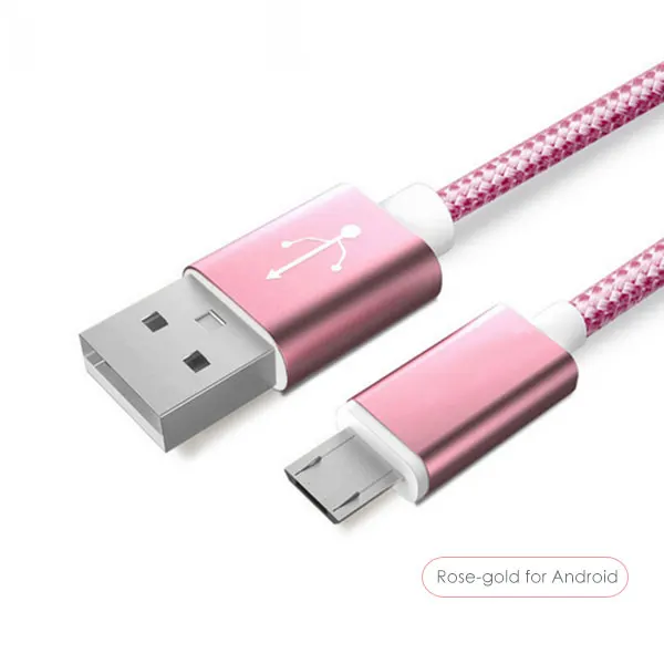 Pink SUPTEC Кабель Micro-USB 5V 2.4A USB кабель с нейлоновой оплеткой, ВЫСОКАЯ ЧЁТКОСТЬ, быстро заряжающийся мобильный телефон кабель зарядного устройства микро-usb для samsung A7/xiaomi/LG/huawei - Цвет: Pink