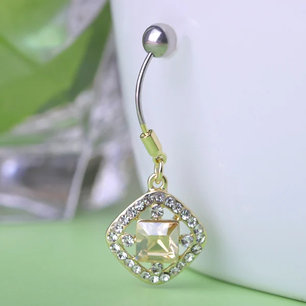 Кольцо для пирсинга живота из нержавеющей стали с камнем аксессуары кнопок 16G 1 2