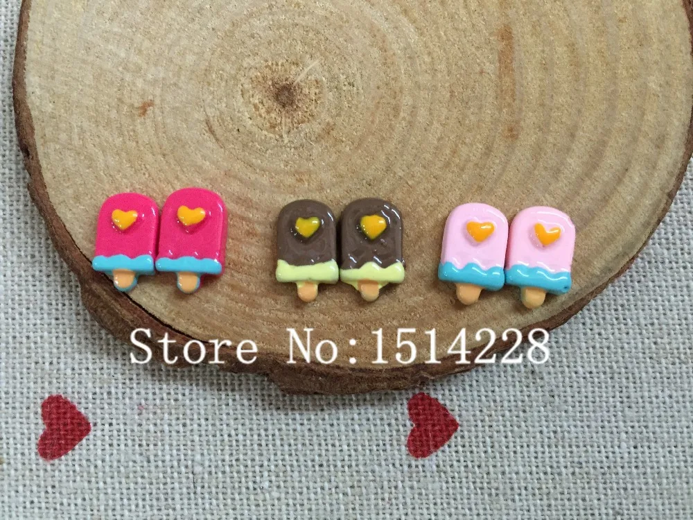 

Free shipping!Mixed Resin mini heart Ice cream. Resin Flatback Cabochon for nail art/earring accessory,DIY .(small size 7*11mm)