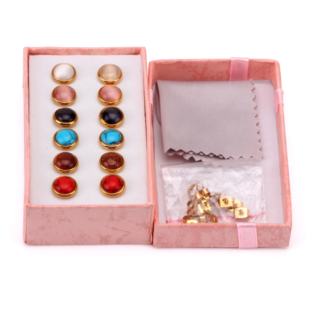 Серьги гвоздики LUXUKISSKIDS из нержавеющей стали 316L с опалом наборы рождественских