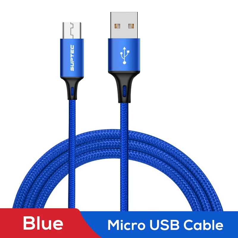 Blue SUPTEC Micro USB кабель провод для быстрого заряда телефона зарядное устройство шнур для samsung S7 Xiaomi huawei Honor Tablet Android Microusb адаптер - Цвет: Blue