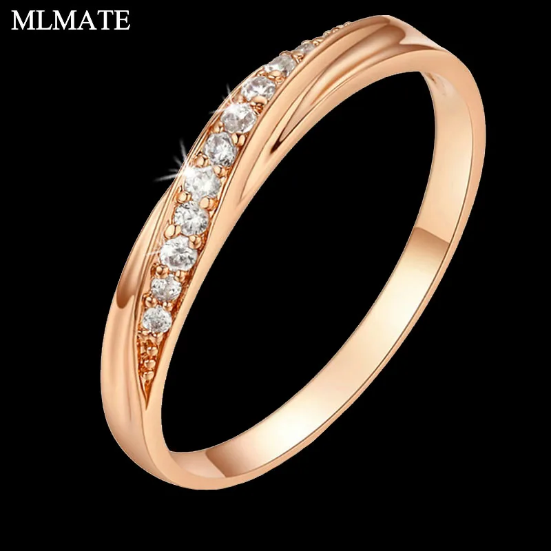 

4mm Wedding Ring for Women Lovers Classical Simple Cubic Zirconia Rose Gold Color Fashion Jewelry