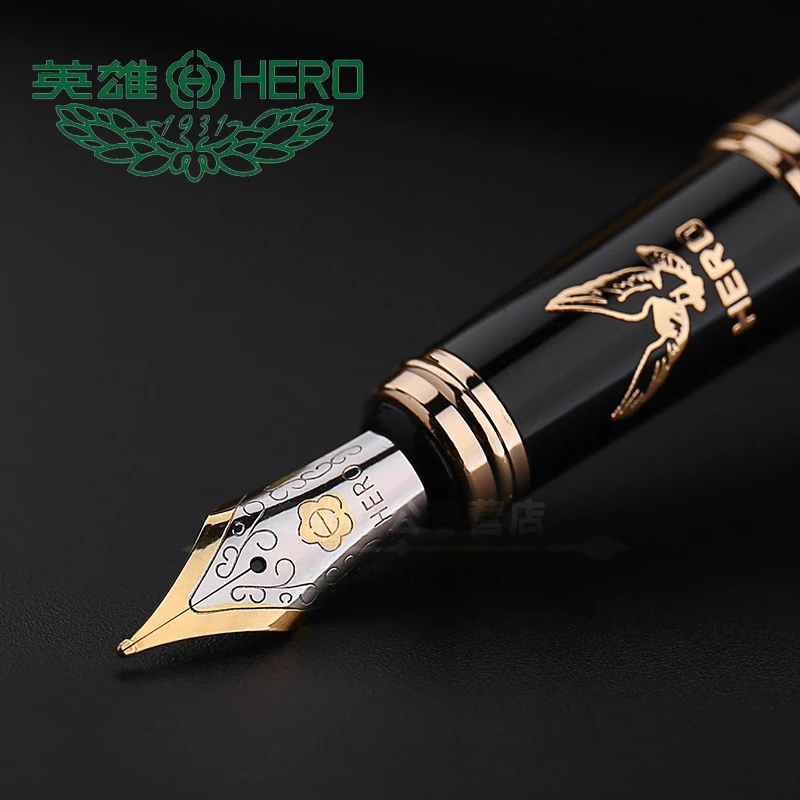 Hero H1078R перьевая ручка высокого класса, Подарочная резьба, Орел, деловая черная ручка для каллиграфии, 0,5 мм/1,0 мм