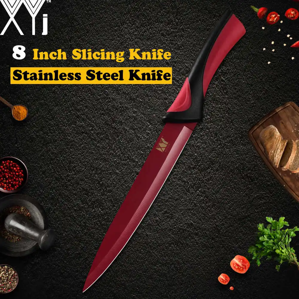C.8 slicing knife XYj кухонный нож из нержавеющей стали ABS+ TPR Нескользящая ручка острый нож с тонким лезвием мясо рыба суши овощи фрукты кухонные инструменты - Цвет: C.8 slicing knife