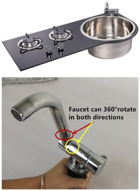 Sink and Faucet Лодка Караван Кемпер 2 Бунер LPG газовая плита конфорка и комбинированная раковина с закаленным стеклом 790*375/340*150 мм GR-216 - Цвет: Sink and Faucet