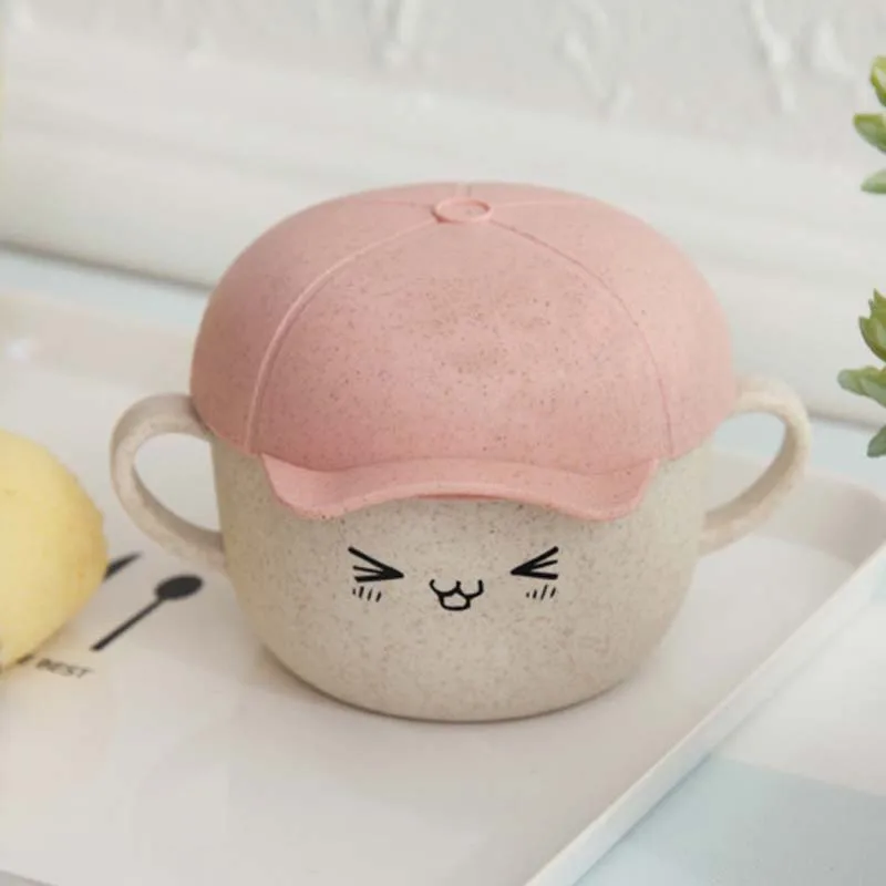 Детские пшеничной соломы посуда кормовые мультфильм миски чаша тарелка еды