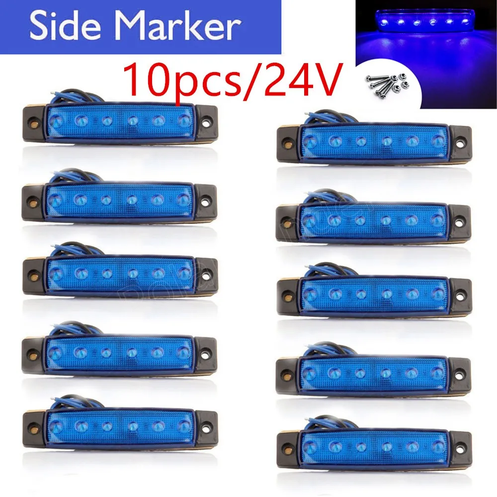10 Pcs 24V Car Styling 6LED Side Marker for Trucks Trailer Red White Green Blue Yellow Clearence Indicators Light Lamp | Автомобили и