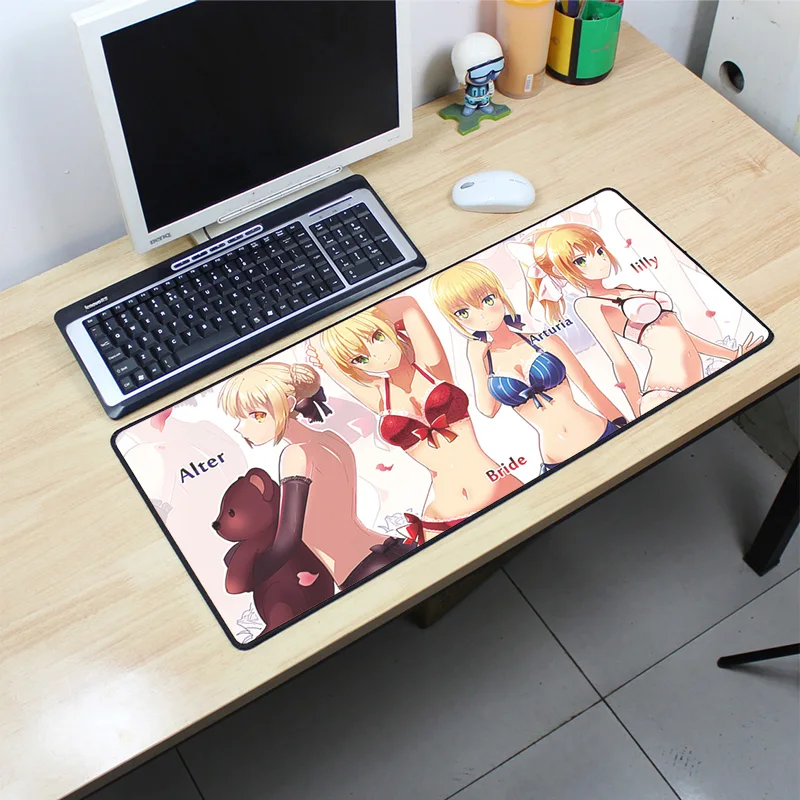 Fate Saber padmouse 70x30 см fgo коврик для мыши notbook компьютерный коврик для мыши подставка для запястья игровой коврик для мыши геймер эргономичный коврик для мыши