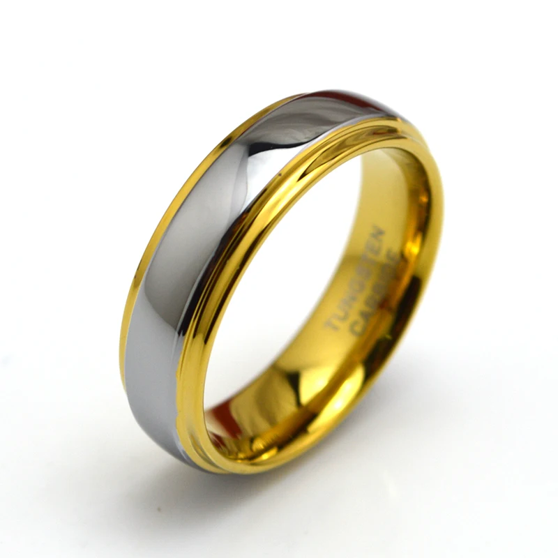 Кольцо на свадьбу из вольфрама для мужчин цвет серебристый золотой|wedding band ring|band