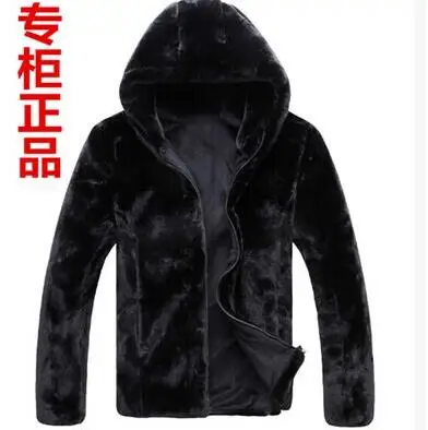 Black autumn faux mink leather jacket mens winter thicken warm fur leather coat men slim jackets jaqueta de couro fashion hooded